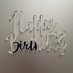 Топпер Миниатюра Happy Birthday 9*7 см Серебро