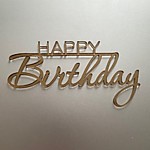 Топпер Миниатюра Happy Birthday 12*6 см  Золото