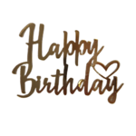 Топпер Миниатюра Happy Birthday 9*7 см Золото